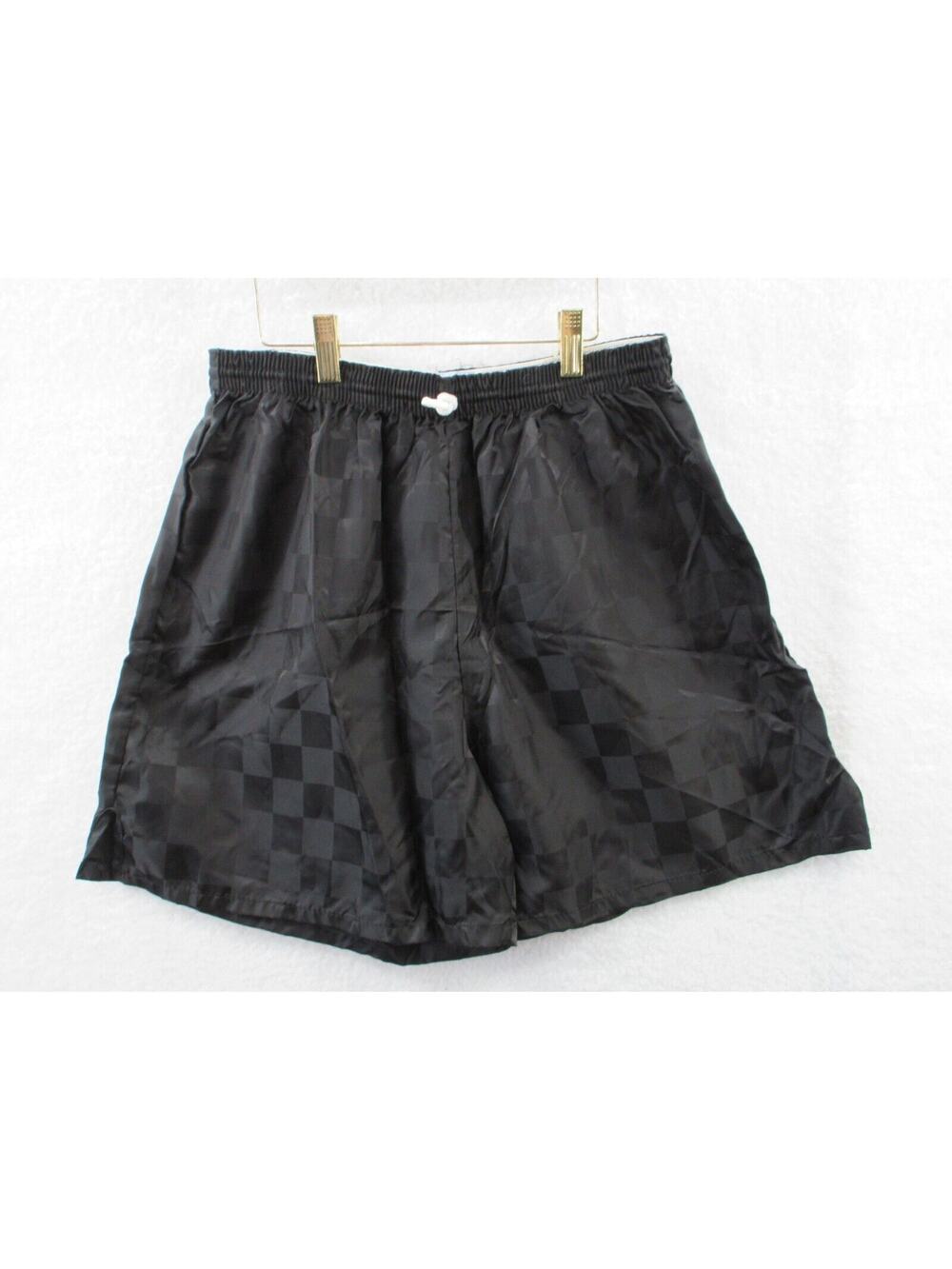 NWOT YALE Black Athletic Shorts Shiny Check Large Soccer Glanz Nylon USA